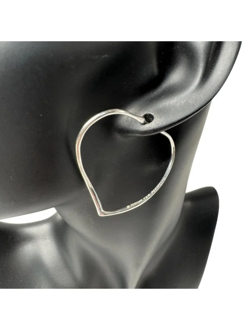 Tiffany & Co Open Heart Hoop Earrings 925 Sterling Silver Elsa Peretti